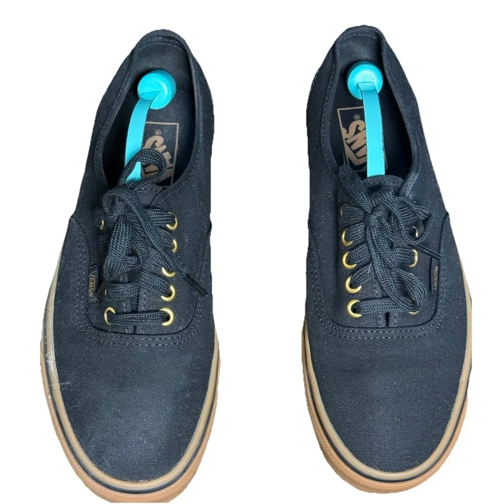 Vans Off the Wall Black Gum Sneaker Lace-up‎ Canvas Shoes Unisex Size 8 M 9.5 W
